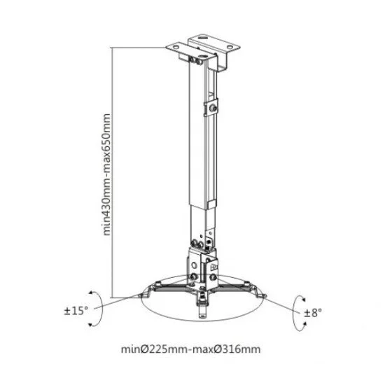Brateck Βάση Projector Οροφής PRB-2G με Μέγιστο Φορτίο 20kg Μαύρη Brateck Βάση Projector Οροφής PRB-2G με Μέγιστο Φορτίο 20kg Μαύρη