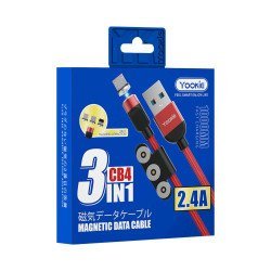 Μαγνητικός καλώδιο δεδομένων Yookie CB4, 3in1, Micro USB, Lightning, Type-C, 1.0m, Μαύρο Μαγνητικός καλώδιο δεδομένων Yookie CB4, 3in1, Micro USB, Lightning, Type-C, 1.0m, Μαύρο