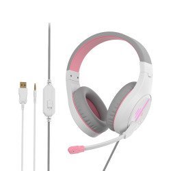 MT-HP021 Gaming Ακουστικά Άσπρο + Ρόζ