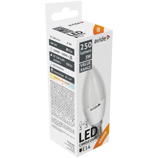 Avide value led candle e14 3w nw 4000k