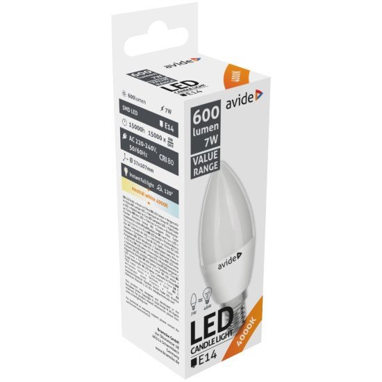 Avide led κερί 7w e14  λευκό 4000k value