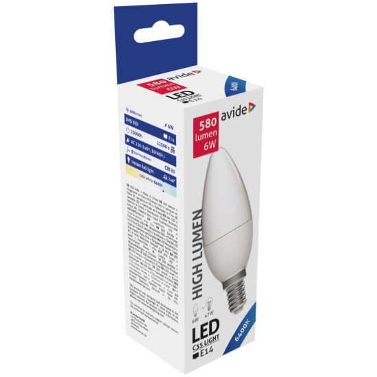 Avide led κερί 6w e14 ψυχρό 6400k υψηλής φωτεινότητας Avide led κερί 6w e14 ψυχρό 6400k υψηλής φωτεινότητας