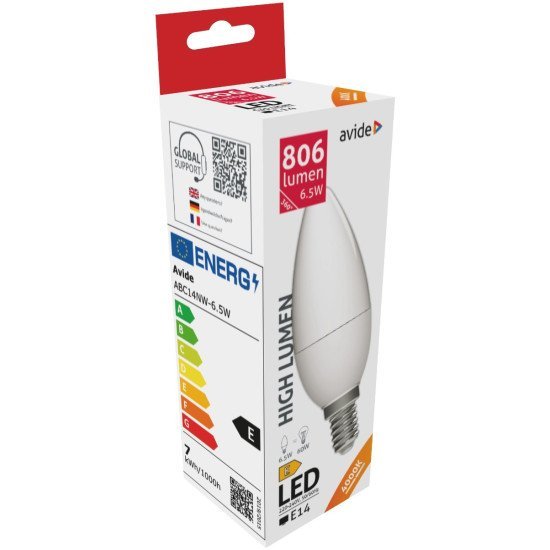 Avide led κερί 6.5w e14 λευκό 4000k υψηλής φωτεινότητας Avide led κερί 6.5w e14 λευκό 4000k υψηλής φωτεινότητας