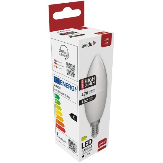 Avide led κερί 2.9w e14 θερμό 3000k super υψηλής φωτεινότητας Avide led κερί 2.9w e14 θερμό 3000k super υψηλής φωτεινότητας