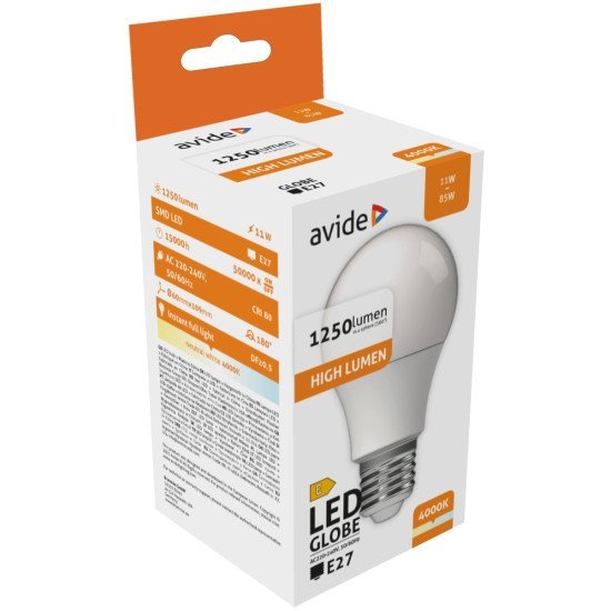 Avide Led Κοινή A60 11W E27 Λευκό 4000K Avide Led Κοινή A60 11W E27 Λευκό 4000K