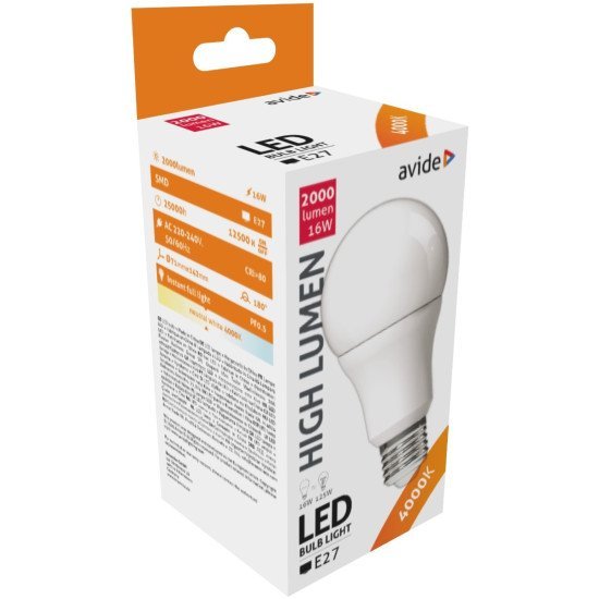 Avide led κοινή a70 16w e27 λευκό 4000k υψηλής φωτεινότητας