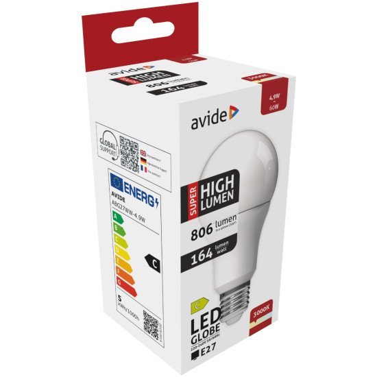 Avide led κοινή a60 4.9w e27 θερμό 3000k super υψηλής φωτεινότητας Avide led κοινή a60 4.9w e27 θερμό 3000k super υψηλής φωτεινότητας