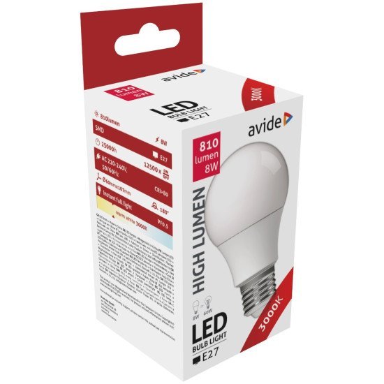 Avide led globe a60 8w e27 ww 3000k Avide led globe a60 8w e27 ww 3000k
