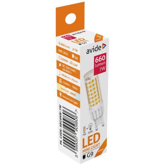 Avide led 7w g9 220° λευκό 4000k Avide led 7w g9 220° λευκό 4000k
