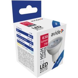 Avide led σπότ αλουμίνιο + πλαστικό 7w gu10 36° ψυχρό 6400k υψηλής φωτεινότητας