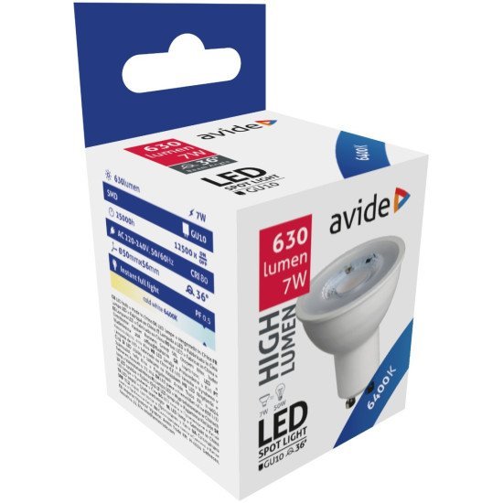 Avide led σπότ αλουμίνιο + πλαστικό 7w gu10 36° ψυχρό 6400k υψηλής φωτεινότητας Avide led σπότ αλουμίνιο + πλαστικό 7w gu10 36° ψυχρό 6400k υψηλής φωτεινότητας