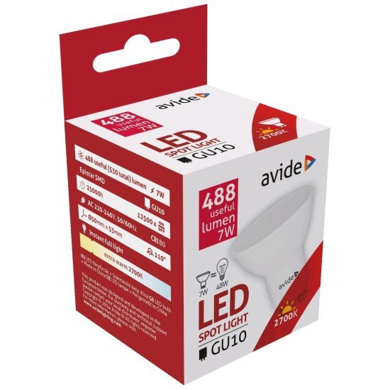 Avide Led Σπότ Αλουμίνιο + Πλαστικό 7W Gu10 Θερμό 2700K Avide Led Σπότ Αλουμίνιο + Πλαστικό 7W Gu10 Θερμό 2700K