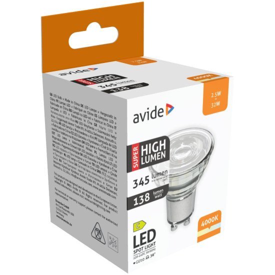 Avide led σπότ αλουμίνιο + πλαστικό 2.5w gu10 λευκό 4000k super υψηλής φωτεινότητας Avide led σπότ αλουμίνιο + πλαστικό 2.5w gu10 λευκό 4000k super υψηλής φωτεινότητας