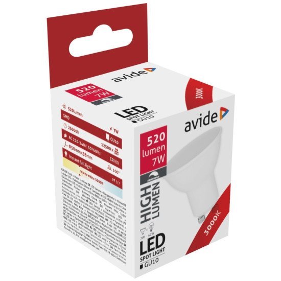 Avide led σπότ πλαστικό 7w gu10 θερμό 3000k ντιμαριζόμενο Avide led σπότ πλαστικό 7w gu10 θερμό 3000k ντιμαριζόμενο