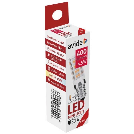 Avide led 4.5w jd e14 220° θερμό 3000k Avide led 4.5w jd e14 220° θερμό 3000k
