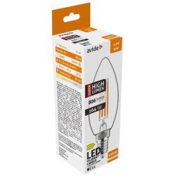 Avide Led Filament Candle 4.9W E14 Λευκό 4000K Super Υψηλής Φωτεινότητας