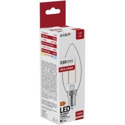 Avide led filament candle 2.5w e14 360° ww 2700k high lumen