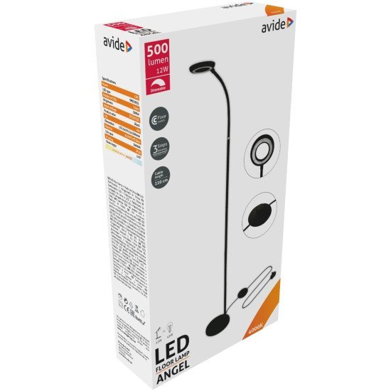 Avide led φωτιστικό δαπέδου angel 12w λευκό 4000k μαύρο Avide led φωτιστικό δαπέδου angel 12w λευκό 4000k μαύρο