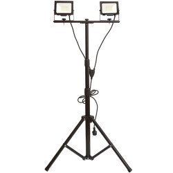 Avide Led Προβολέας Slim Smd 2X30W  Λευκό 4000K 2 Κεφαλές Με Τρίποδο