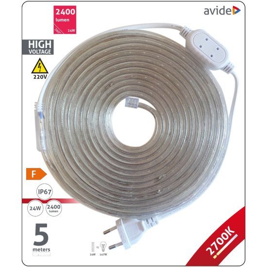 Avide Led Ταινία Blister 220V 4.8W Smd3528 60Led 2700K Ip67 5M Avide Led Ταινία Blister 220V 4.8W Smd3528 60Led 2700K Ip67 5M