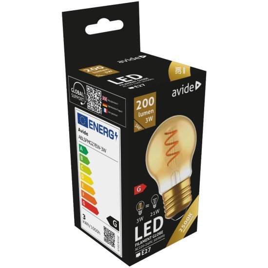 Avide led soft filament σφαιρική 3w e27 360° θερμό 2700k Avide led soft filament σφαιρική 3w e27 360° θερμό 2700k