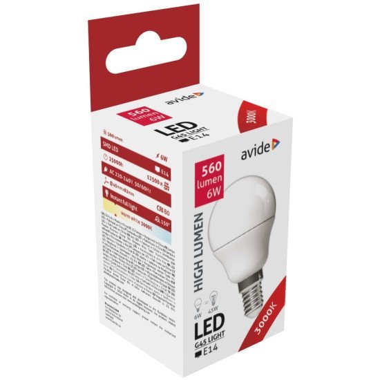 Avide led σφαιρική g45 6w e14 θερμό 3000k υψηλής φωτεινότητας Avide led σφαιρική g45 6w e14 θερμό 3000k υψηλής φωτεινότητας