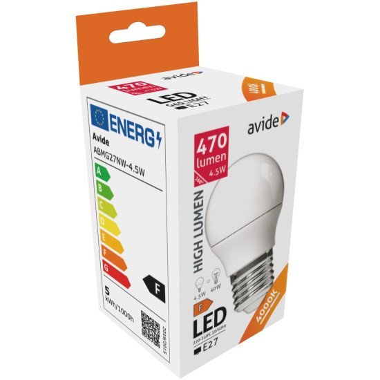 Avide Led Σφαιρική G45 4.5W E27 Λευκό 4000K Avide Led Σφαιρική G45 4.5W E27 Λευκό 4000K