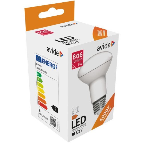 Avide led r63 8w e27 λευκό 4000k Avide led r63 8w e27 λευκό 4000k