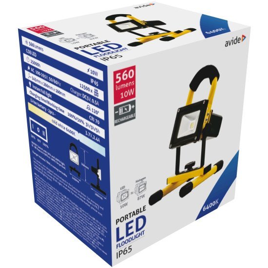 Avide led προβολέας επαναφορτιζόμενος 10w ψυχρό 6400k Avide led προβολέας επαναφορτιζόμενος 10w ψυχρό 6400k