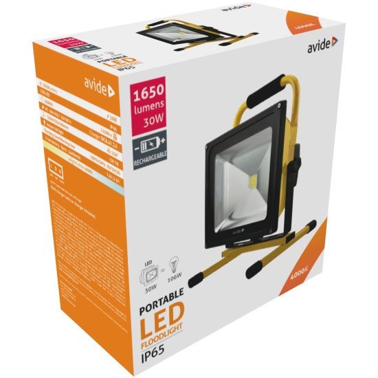 Avide led προβολέας επαναφορτιζόμενος 30w λευκό 4000k Avide led προβολέας επαναφορτιζόμενος 30w λευκό 4000k