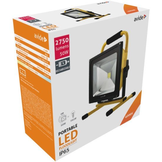Avide led προβολέας επαναφορτιζόμενος 50w λευκό 4000k Avide led προβολέας επαναφορτιζόμενος 50w λευκό 4000k