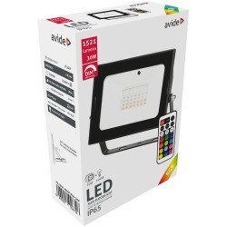 Avide led προβολέας slim smd 30w rgb με τηλεχειριστήριο