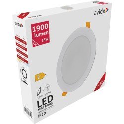 Avide led φωτιστικό οροφής χωνευτό στρογγυλό πλαστικό 18w θερμό 3000k