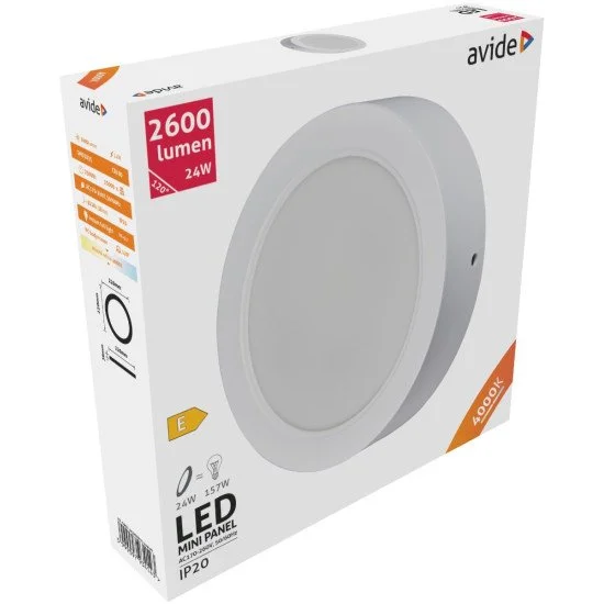 Avide Led Φωτιστικό Οροφής Χωνευτό Στρογγυλό Πλαστικό 24W Λευκό 4000K