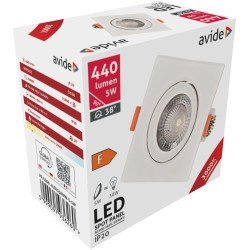 Avide led χωνευτό σπότ 38° τετράγωνο 5w θερμό 3000k Avide led χωνευτό σπότ 38° τετράγωνο 5w θερμό 3000k