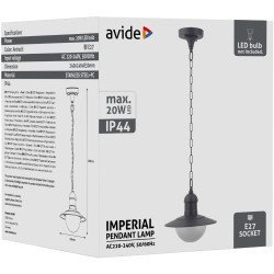 Avide Εξωτερικό Φωτιστικό Οροφής Imperial 1Xe27 Ip44 Ανθρακί