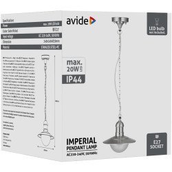 Avide Εξωτερικό Φωτιστικό Οροφής Imperial 1Xe27 Ip44 Stainless Steel