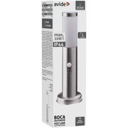 Avide Εξωτερικό Φωτιστικό Κήπου Boca 1Xe27 450Mm Ip44 Σατέν Νίκελ Φωτοκύτταρο