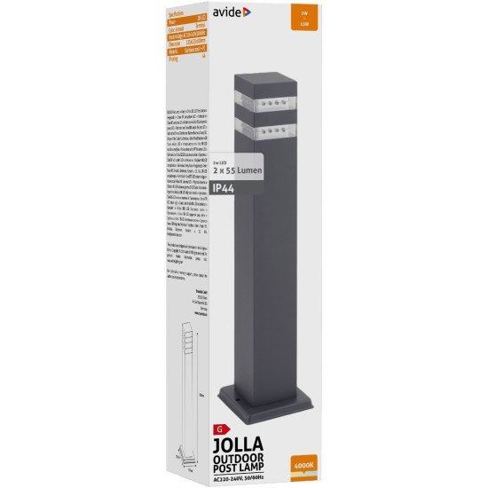 Avide Outdoor Post Lamp Jolla Led 2W Nw 500Mm Ip44 Antracit Avide Outdoor Post Lamp Jolla Led 2W Nw 500Mm Ip44 Antracit
