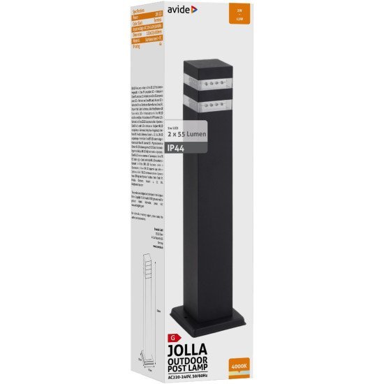 Avide Outdoor Post Lamp Jolla Led 2W Nw 500Mm Ip44 Black Avide Outdoor Post Lamp Jolla Led 2W Nw 500Mm Ip44 Black