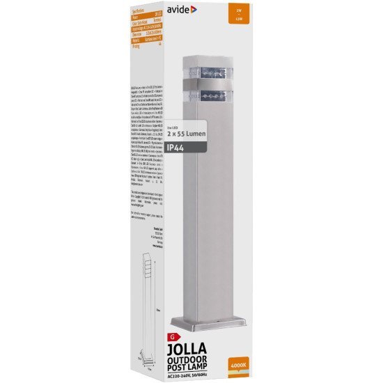 Avide Outdoor Post Lamp Jolla Led 2W Nw 500Mm Ip44 Satin Nickel Avide Outdoor Post Lamp Jolla Led 2W Nw 500Mm Ip44 Satin Nickel