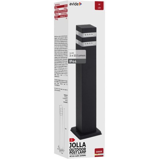 Avide Outdoor Post Lamp Jolla Led 2W Ww 500Mm Ip44 Black Avide Outdoor Post Lamp Jolla Led 2W Ww 500Mm Ip44 Black