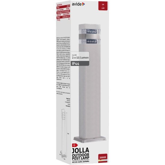 Avide Outdoor Post Lamp Jolla Led 2W Ww 500Mm Ip44 Satin Nickel