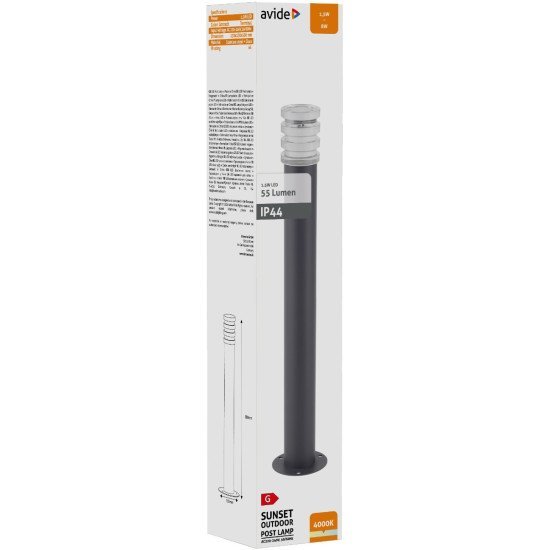 Avide Outdoor Post Lamp Sunset Led 1.5W Nw 500Mm Ip44 Antracit Avide Outdoor Post Lamp Sunset Led 1.5W Nw 500Mm Ip44 Antracit