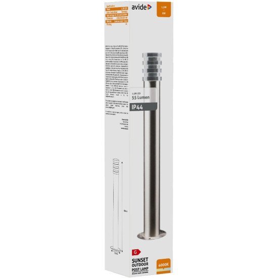Avide Outdoor Post Lamp Sunset Led 1.5W Nw 500Mm Ip44 Satin Nickel Avide Outdoor Post Lamp Sunset Led 1.5W Nw 500Mm Ip44 Satin Nickel