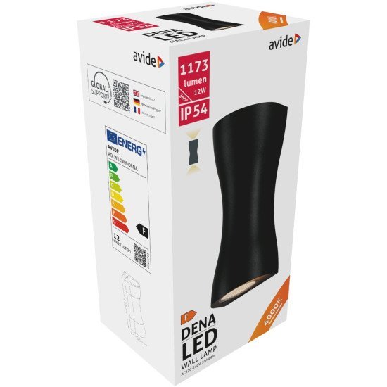 Avide εξωτερικό φωτιστικό τοίχου dena led 12w λευκό 4000k ip54