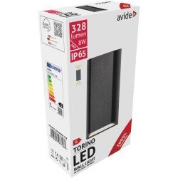 Avide εξωτερικό φωτιστικό τοίχου torino 2 way led 8w θερμό 3000k ip65
