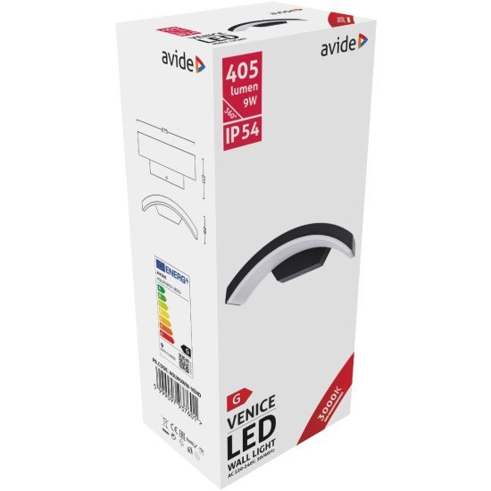 Avide εξωτερικό φωτιστικό τοίχου venice down led 9w θερμό 3000k ip54 Avide εξωτερικό φωτιστικό τοίχου venice down led 9w θερμό 3000k ip54