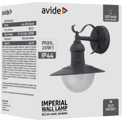 Avide Εξωτερικό Φωτιστικό Τοίχου Imperial 1Xe27 Ip44 Ανθρακί Avide Εξωτερικό Φωτιστικό Τοίχου Imperial 1Xe27 Ip44 Ανθρακί