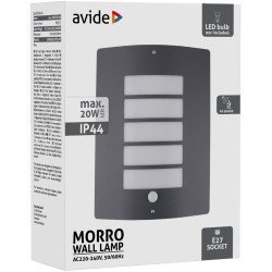 Avide Outdoor Wall Lamp Morro 1Xe27 Pir Ip44 Antracit